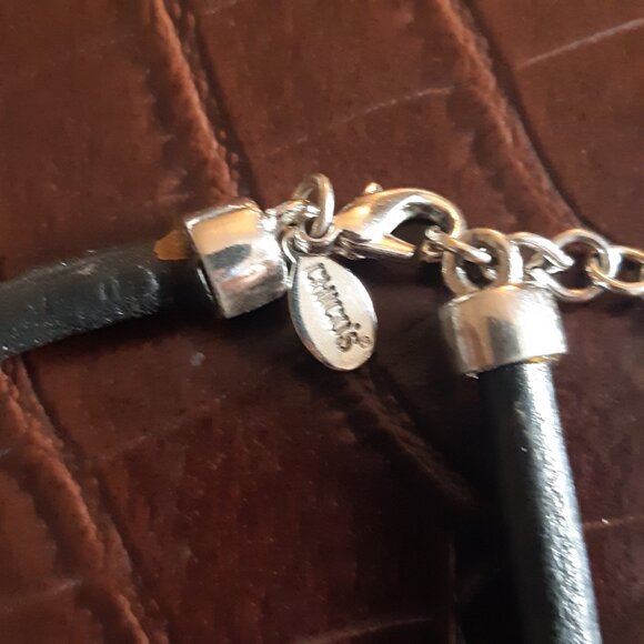 CHICO's 15 inch Silver Tone Statement Leather Rope Necklace - Picture 5 of 9